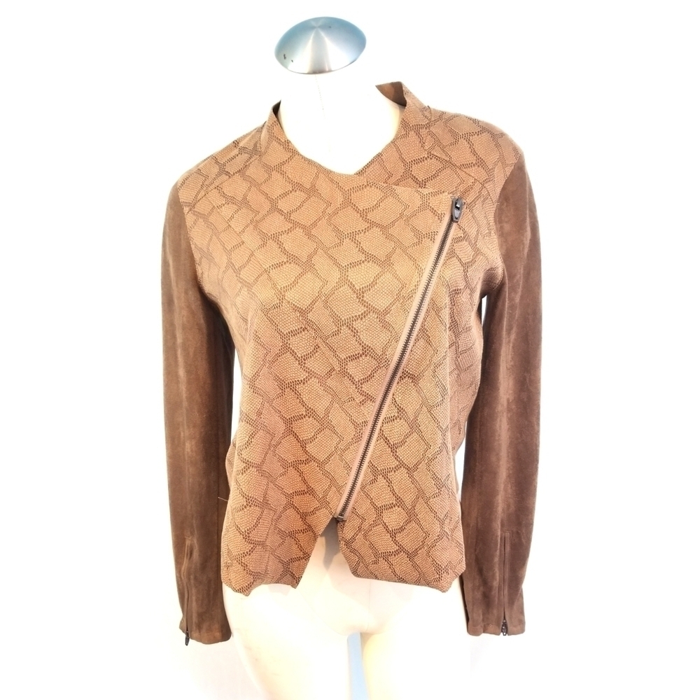 Mystree Size S Asymmetrical Zipper Jacket Faux Suede